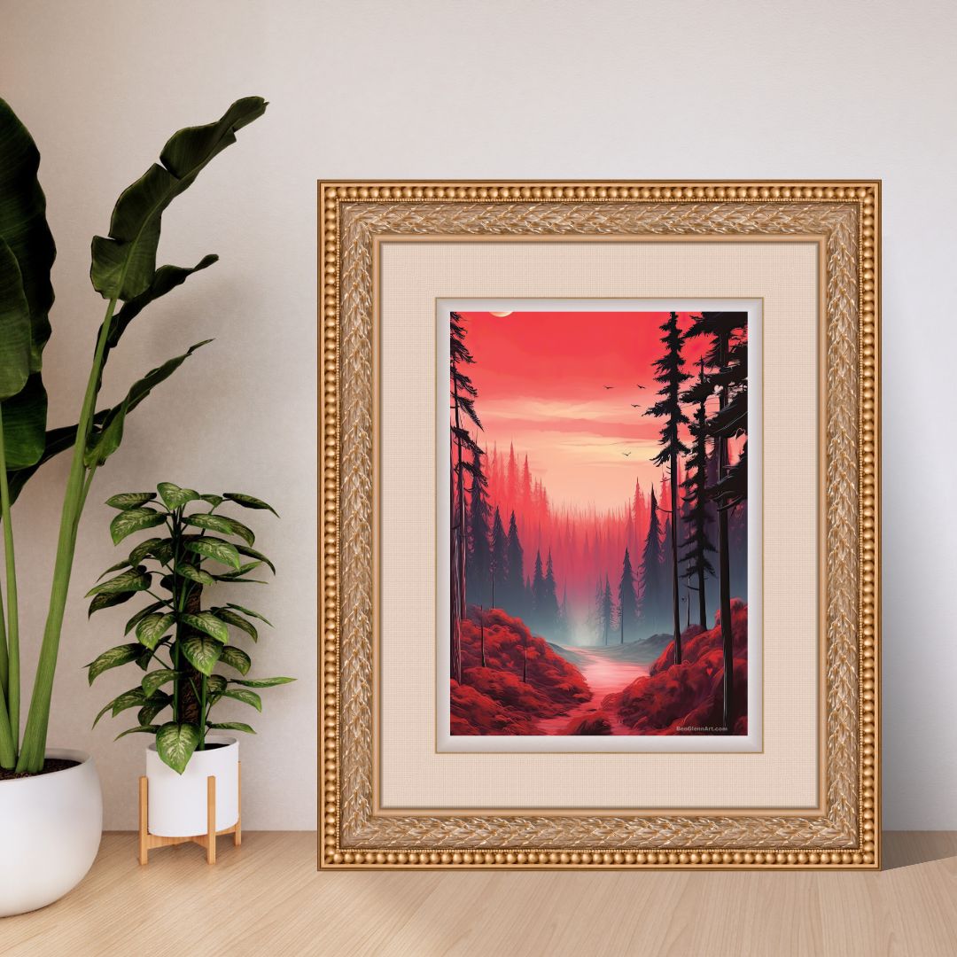 Digital Art Print by Ben Glenn - Crimson Serenity