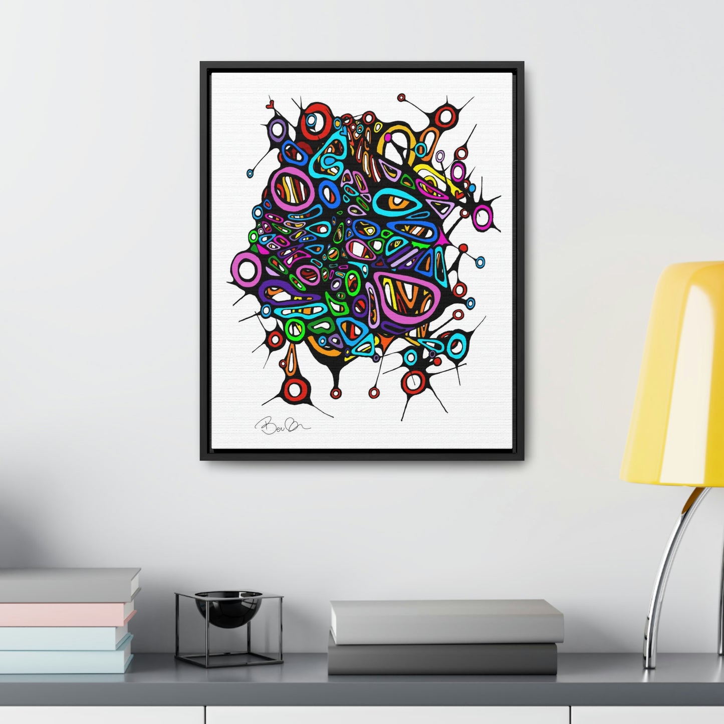 Gallery Canvas Wraps - "Unseen Hearts:" - Framed Doodle Painting with Hidden Heart