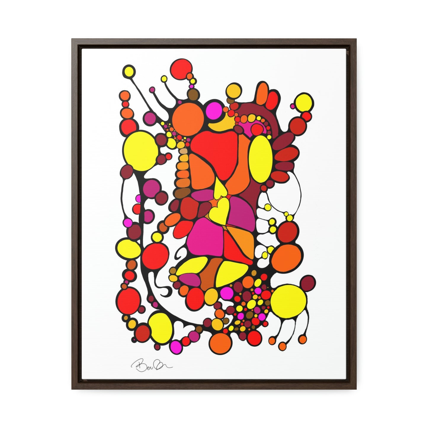 Gallery Canvas Wraps - "Hidden Affection" - Framed Doodle Painting with Hidden Heart