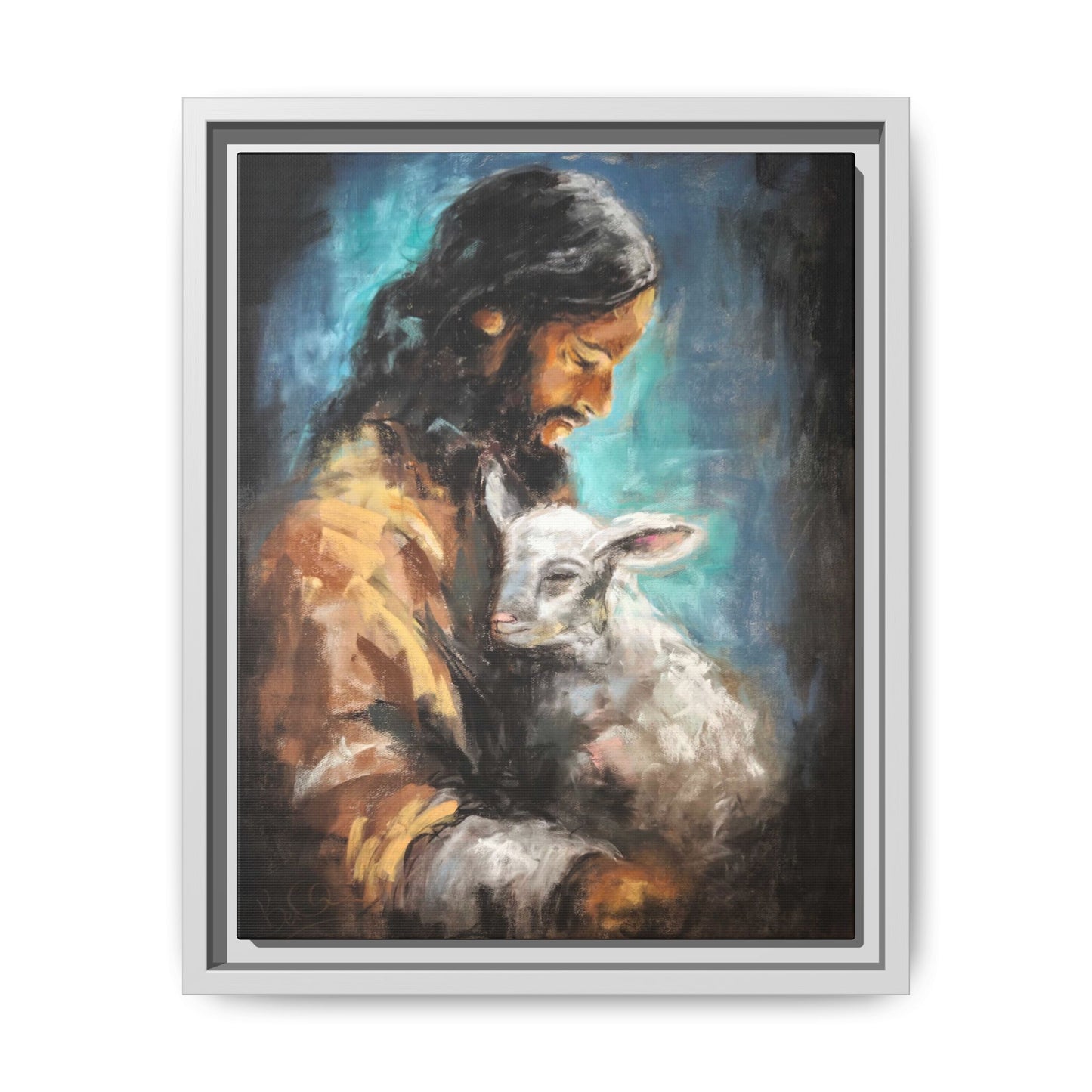 Canvas Art Print - Jesus Holding a Lamb