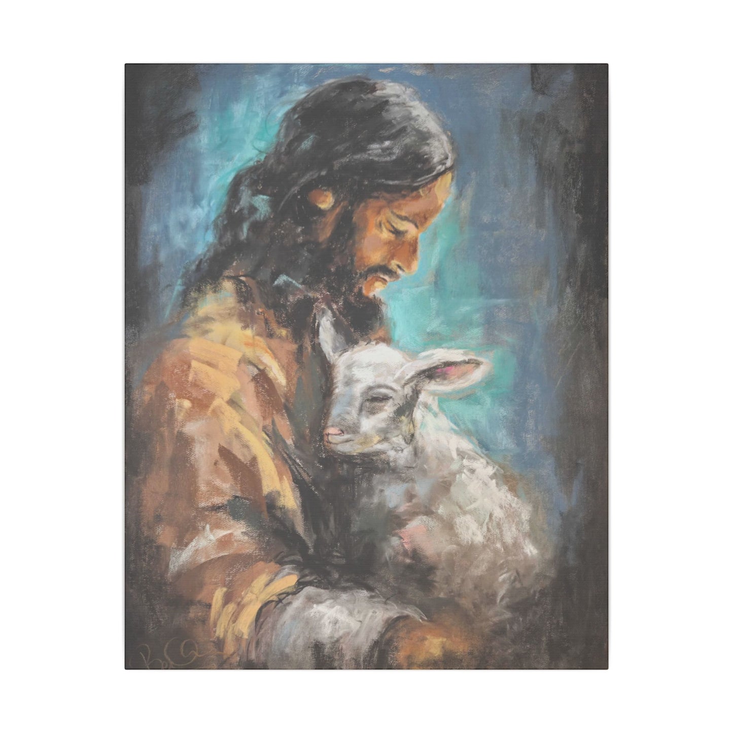 Jesus with Lamb Canvas Print – Religious Christian Wall Art
