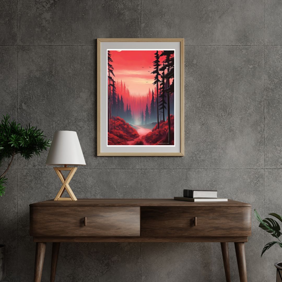 Digital Art Print by Ben Glenn - Crimson Serenity