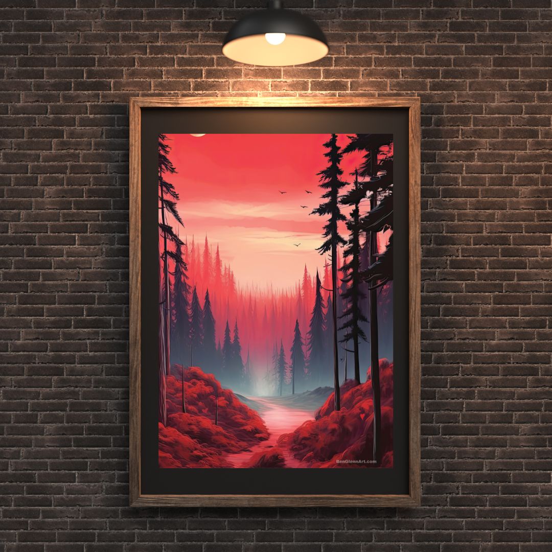 Digital Art Print by Ben Glenn - Crimson Serenity