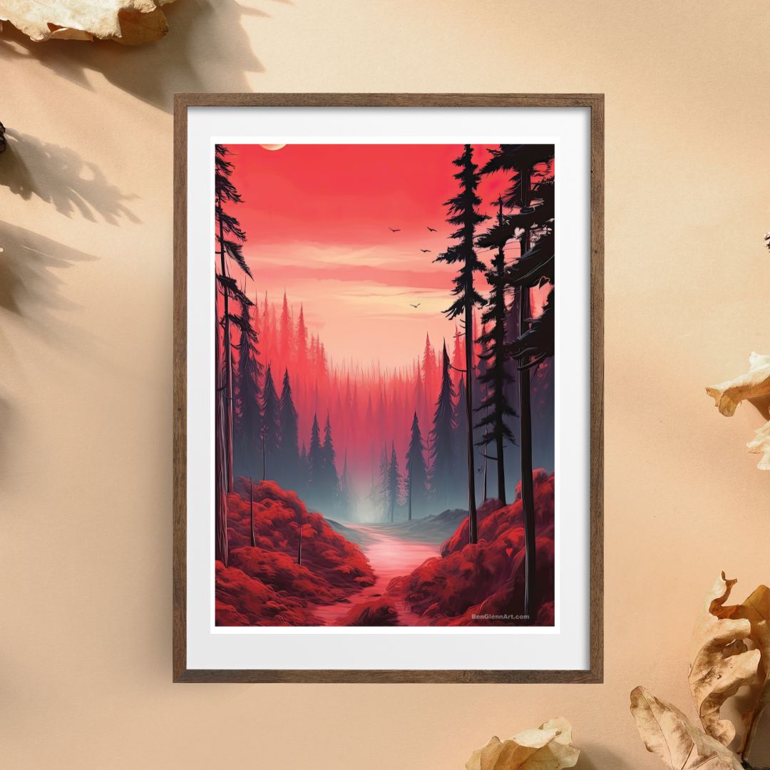Digital Art Print by Ben Glenn - Crimson Serenity