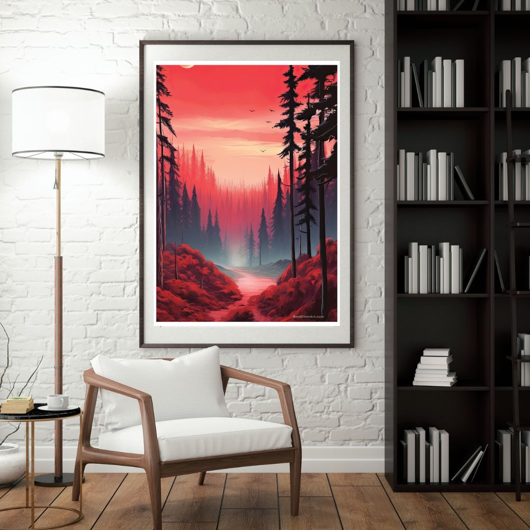 Digital Art Print by Ben Glenn - Crimson Serenity