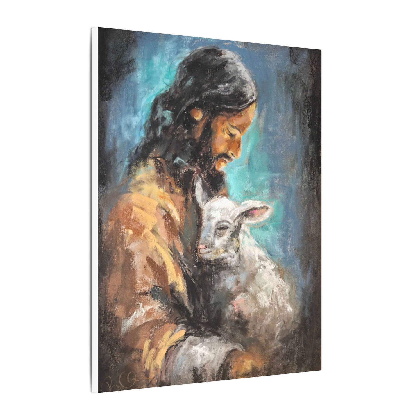 Jesus with Lamb Canvas Print – Religious Christian Wall Art