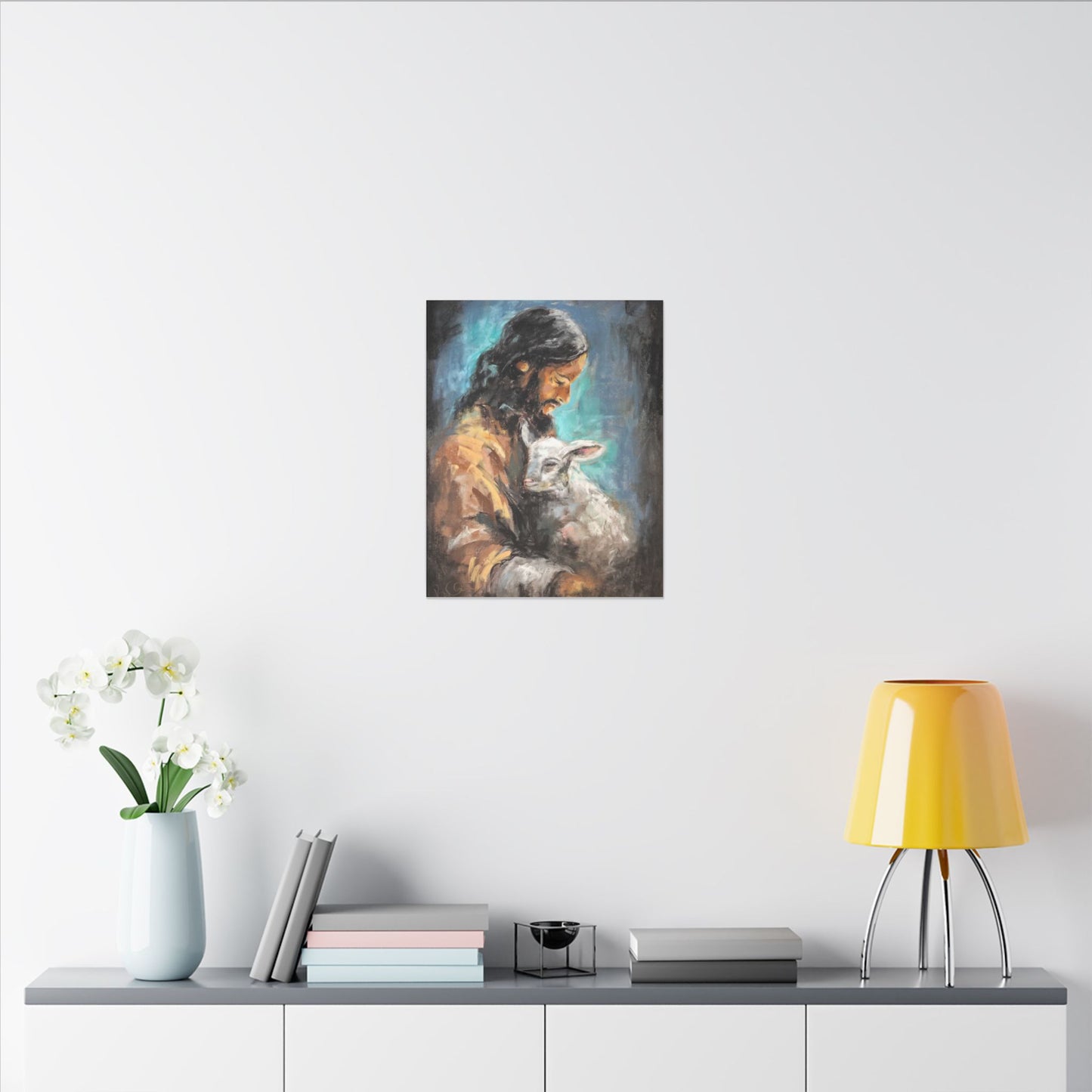 Jesus with Lamb Canvas Print – Religious Christian Wall Art