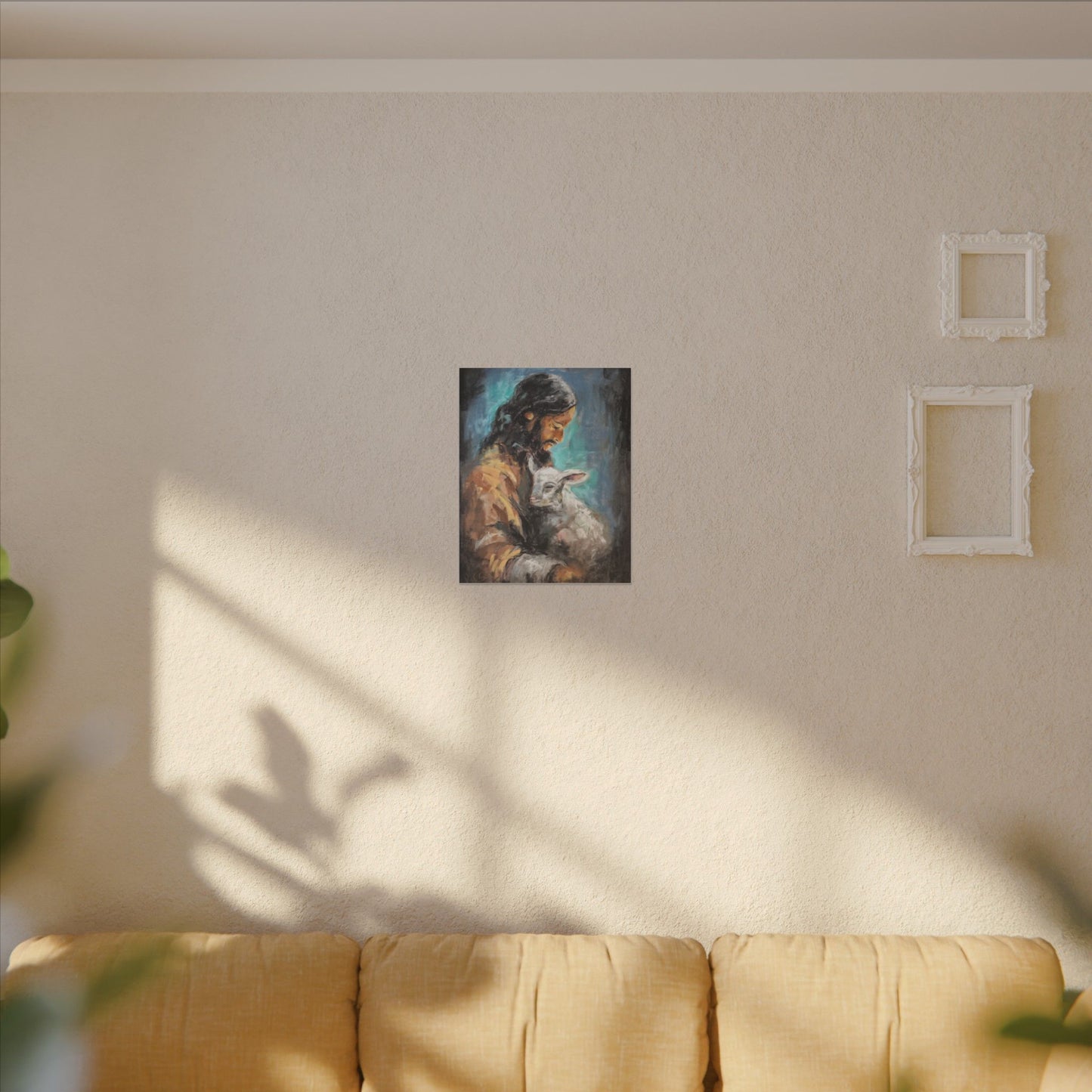 Jesus with Lamb Canvas Print – Religious Christian Wall Art