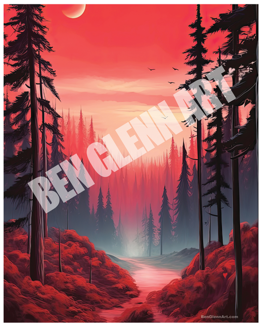 Digital Art Print by Ben Glenn - Crimson Serenity