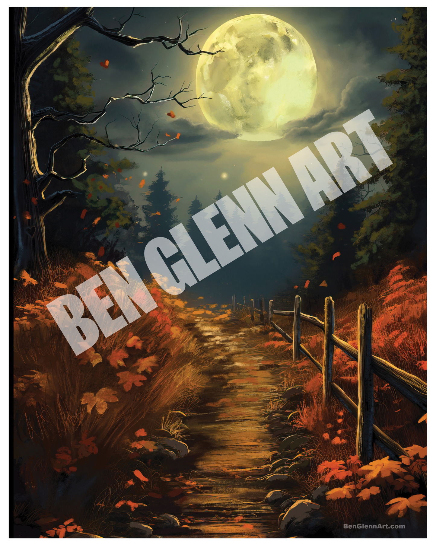 Digital Art Print by Ben Glenn - Moonlit Journey