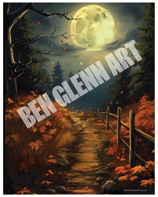 Digital Art Print by Ben Glenn - Moonlit Journey