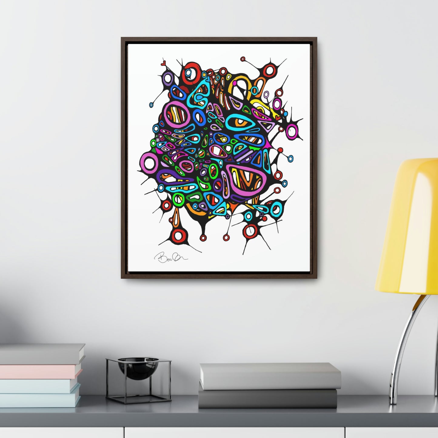 Gallery Canvas Wraps - "Unseen Hearts:" - Framed Doodle Painting with Hidden Heart